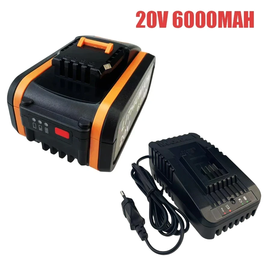 6.0Ah 20V For Worx WA3551.1 6.0Ah Li-ion Battery WA3553.2 WX390 WA3572 WX367