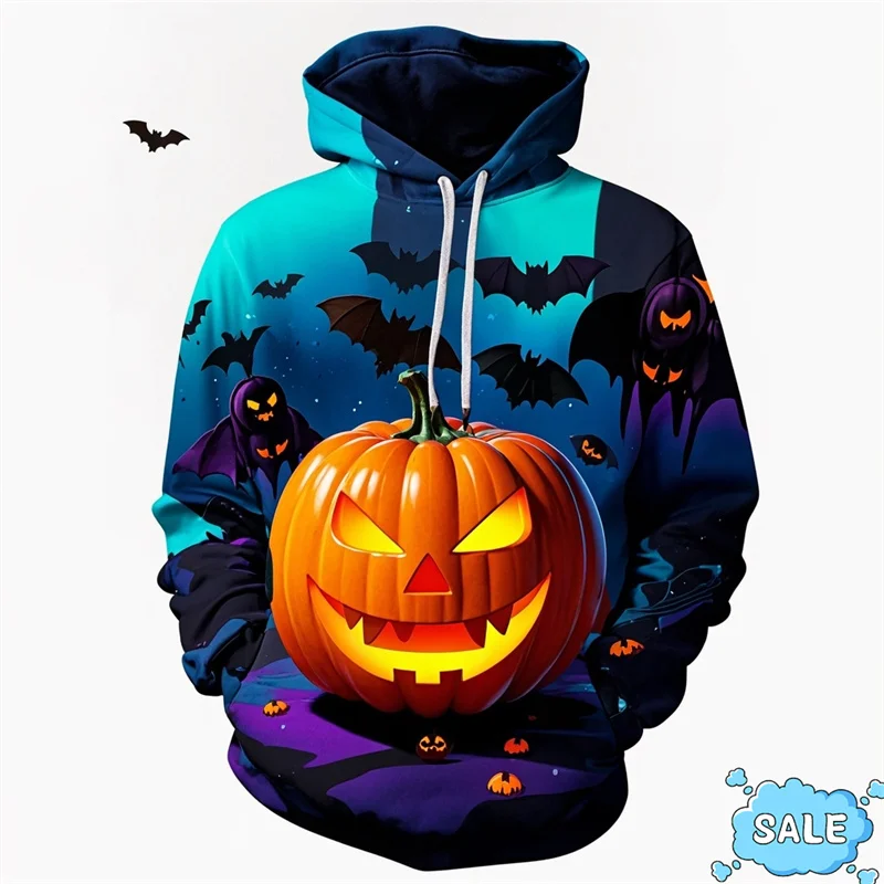 Harajuku 3D Printing Halloween Day Hoodies Men All Saints' Day Pumpkins Graphic Hooded Hoody Fashion Funny Pullovers Hoodie Tops