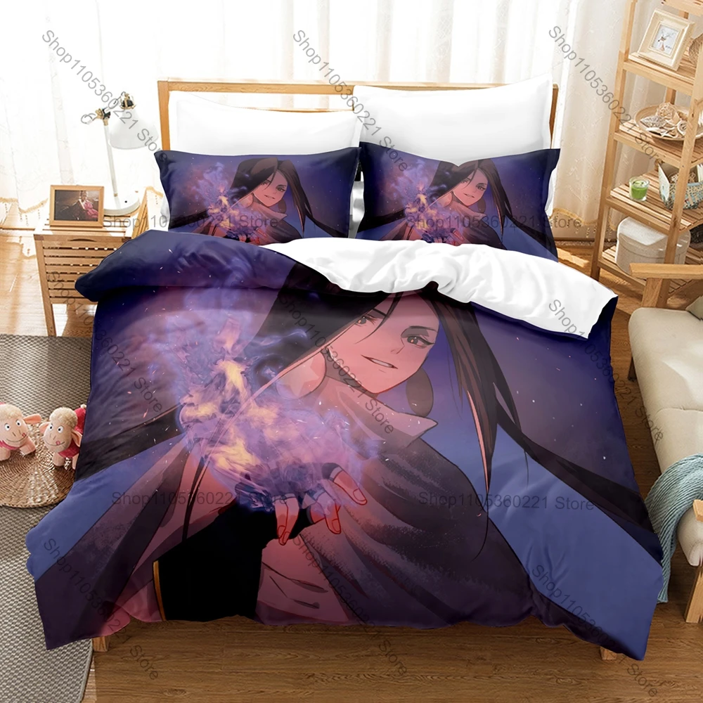 Trendy Shaman King Printed Bedding Set, Duvet Cover plus 2 Pillowcases, Mystic Anime Style Soft Microfiber Home Textiles