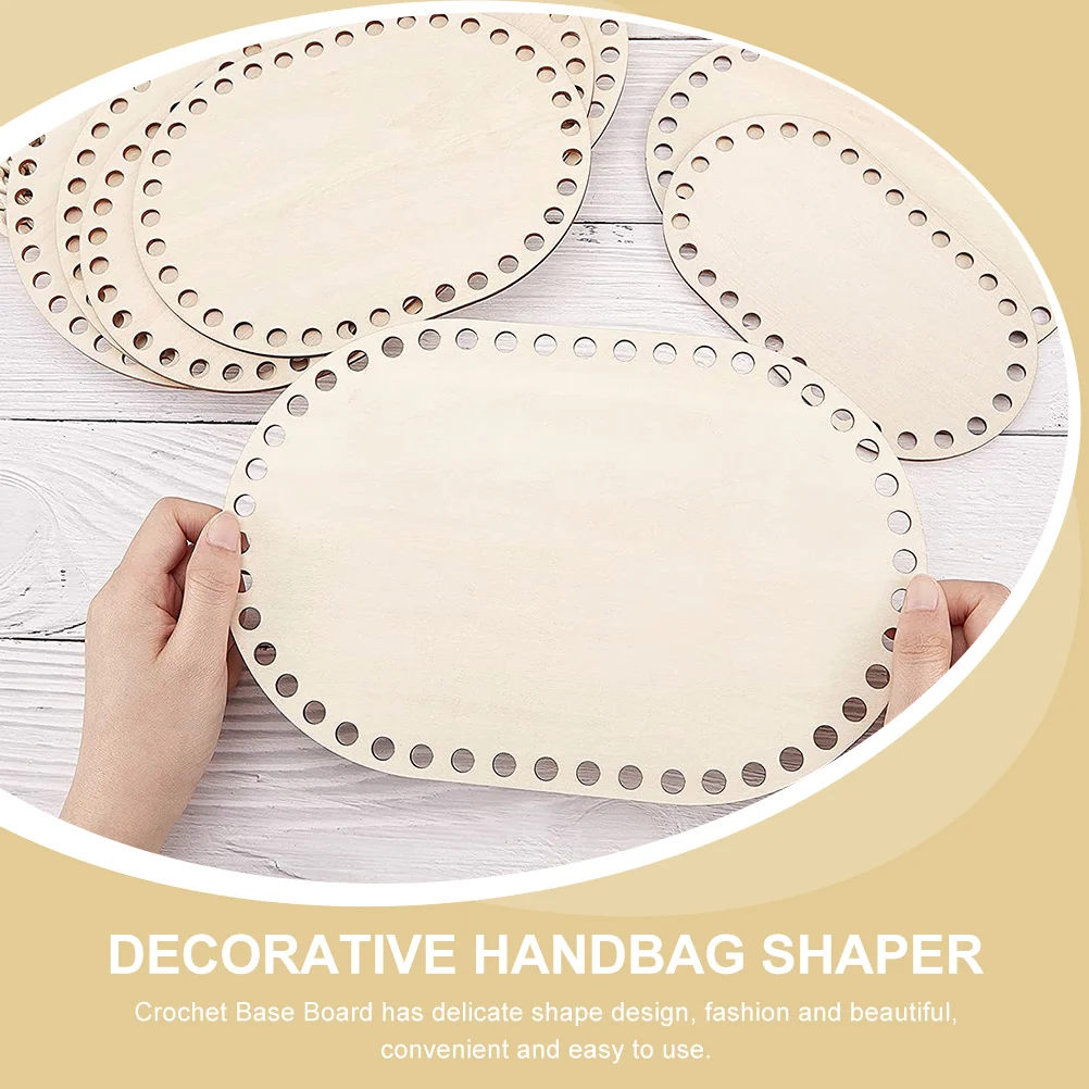 2 Pcs Woven Bag Base Crochet Hook Practical Wooden Decorative Handbag Shaper Basket Pad Board Handicraft Convenient