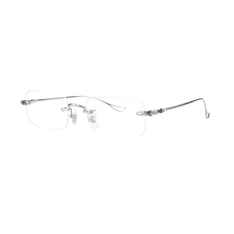 Lunettes carrées sans bords pour femmes et hommes, verres bloquant la lumière bleue, lunettes de styliste rétro, UV400, argent, pour ordinateur