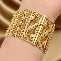 Handmade Kurdish Bridal Cuff Bracelet Gold Plated Ethnic Arabic Women Soft Metal Bangles Pulseras Mujer Turkish Bride Accessory