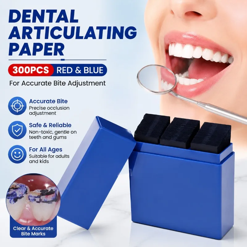 Dental Articulating Paper Red Blue Color Teeth Occlusion Test Strips Professional Dentist Clinic Consumables 300 Sheets