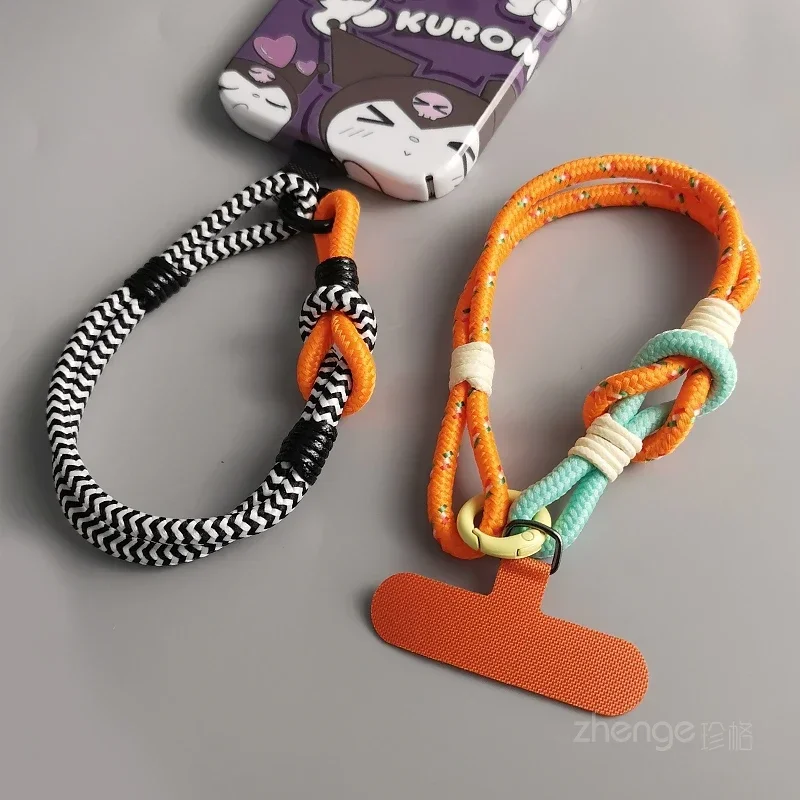 Mobile Phone Lanyard Two Strand Dual Use Pattern Handstring Mixed Color Women's Short Wrist Strap Style Phone Universal Strap