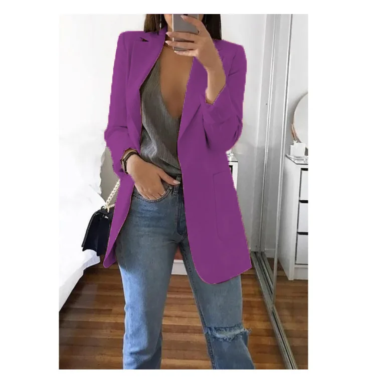 

Women's Casual Long Slim Fit Suit Coat Open Cardigan Ele Sle Long Sve Color Profional Women's Faion