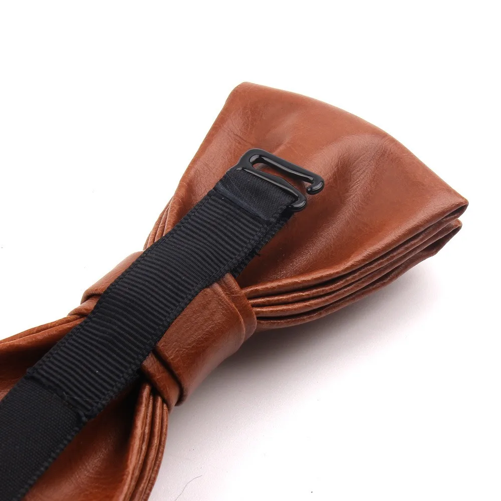 بسيطة بلون بولي Leather الجلود ربطة القوس فيونكة لينة محكم الرجال ربطة العنق قابل للتعديل Bowknot الرجعية Cravat البدلة الملحقات