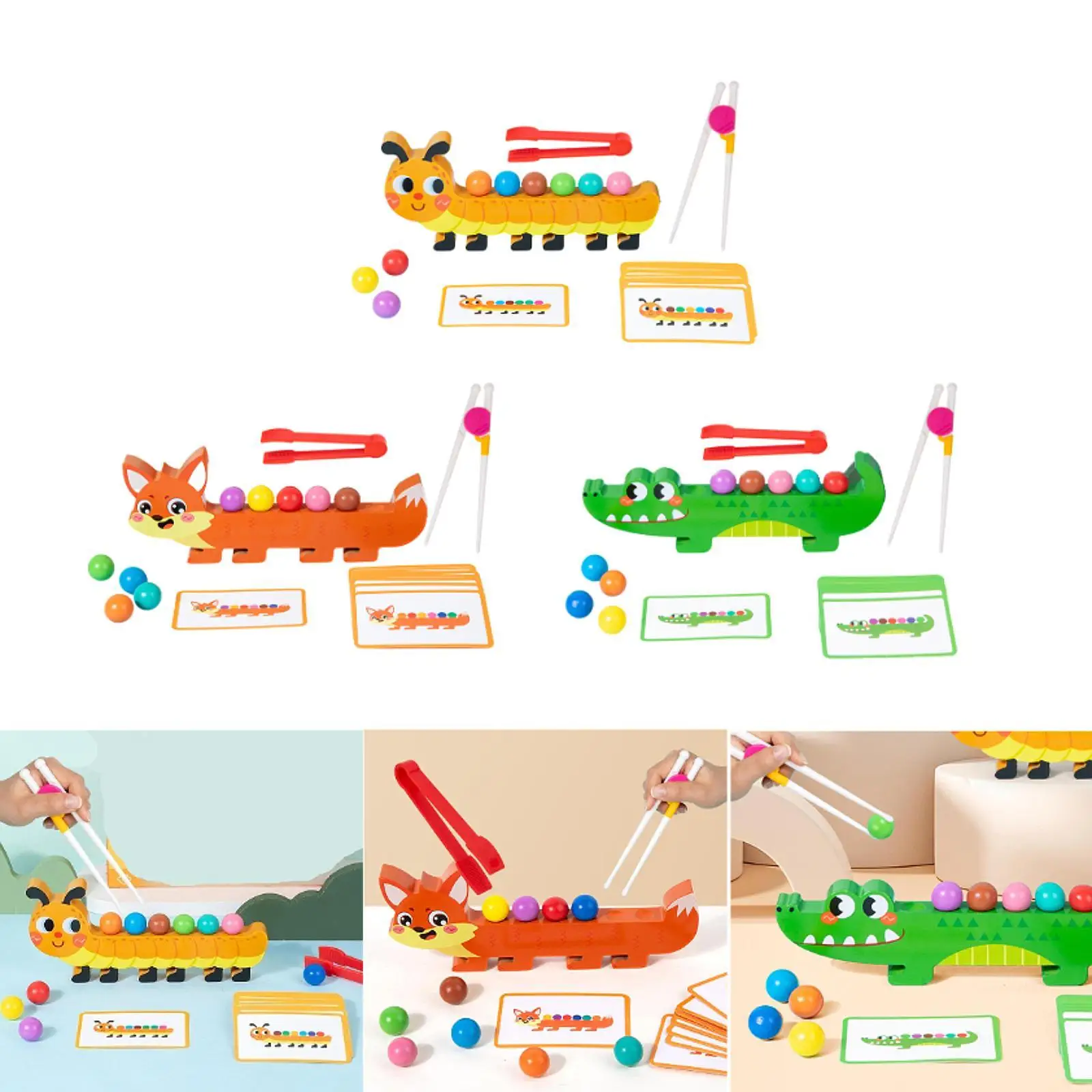 Clip Bead Matching Game Preschol Fine Motor Skills Bead Game Wooden Sorter Game Educational Toys for Boys Girls 3 4 5 Years Old