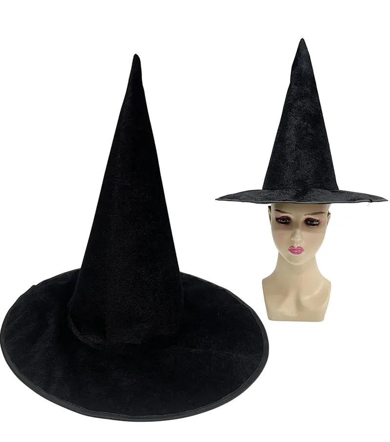Hexenhut Halloween Farbiger Flanell Hexenhut Dunkler Hexenhut Zauberer Halloween Hexenhaarschmuck für Familienfestparty – Detail 5