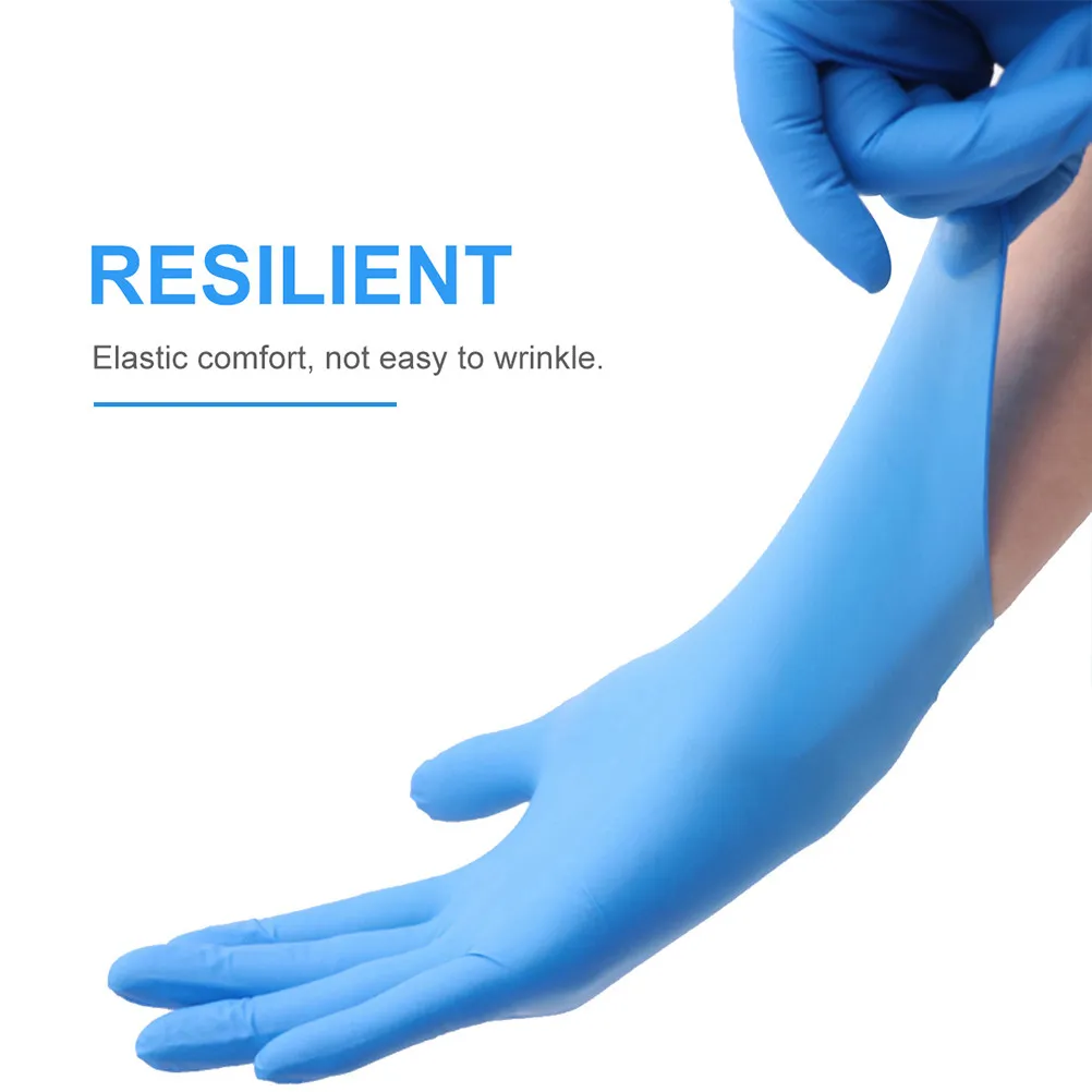 50Pcs Disposable Blue Nitrile Gloves Oil Resistant Waterproof Multipurpose Cleaning Washing Gloves Size L