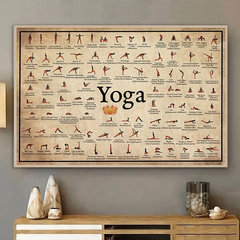 Yoga Poster Home Exercise Gym Yoga Ashtanga Chart Pose Health Poster Canvas Painting Print Wall Art Picture Living Room Decor