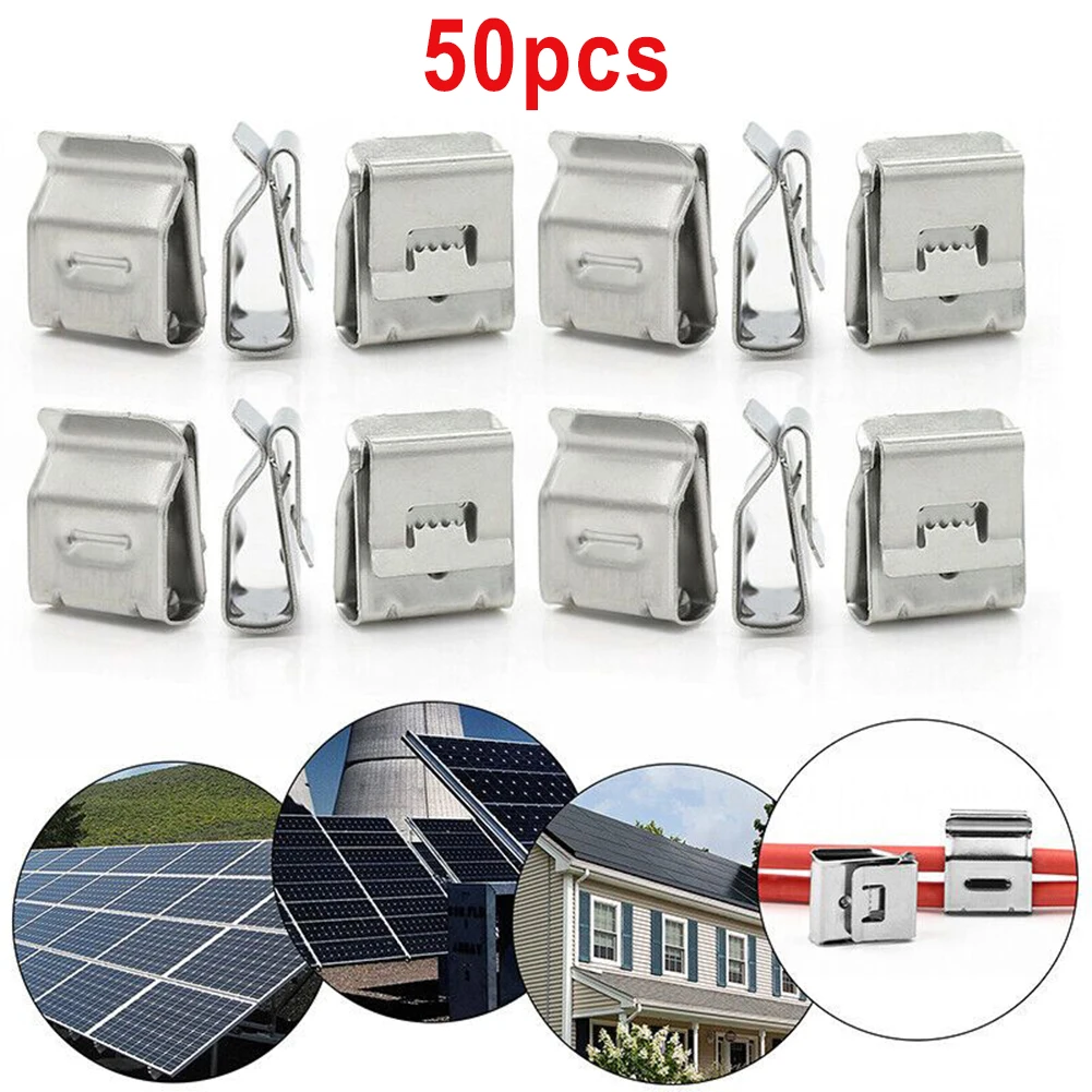 20-100Pcs Stainless Steel For Edge Clip Solar PV Cable Tie For Photovoltaic Panel Mounting Frame Wire Management Accessories