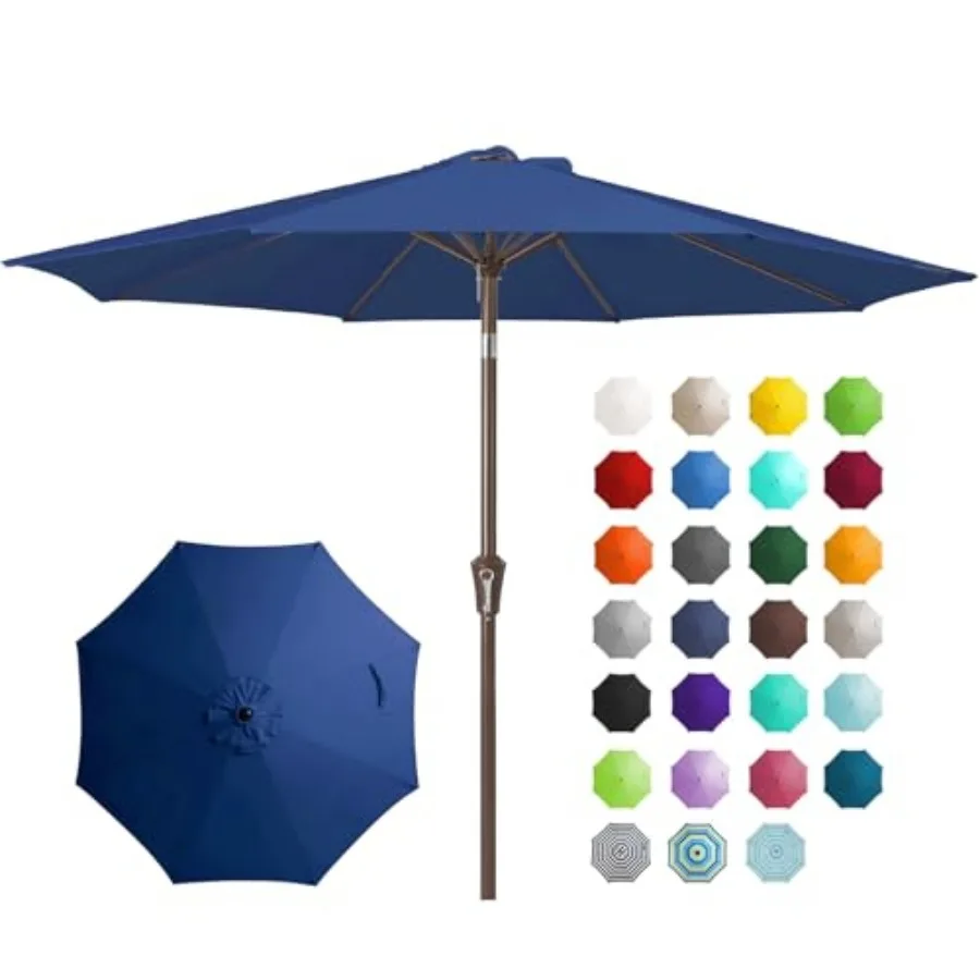 

9FT Outdoor Patio Umbrella Outdoor Table Umbrella with Push Button Tilt and Crank, Market Umbrella 8 Sturdy Ribs UV Protection