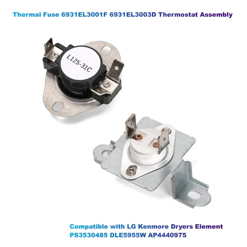 Conjunto do Termostato do Fusível Térmico Compatível com o Elemento de Secadores lg Kenmore Ap4440975 6931el3001f 6931el3003d Ps3530485 Dle5955w Ap4440975