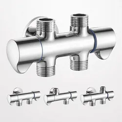 Vanne triangulaire à trois voies G1/2, une entrée ou deux sorties, double angle d'eau, vanne d'arrêt de toilette pour machine à laver, robinet multifonction