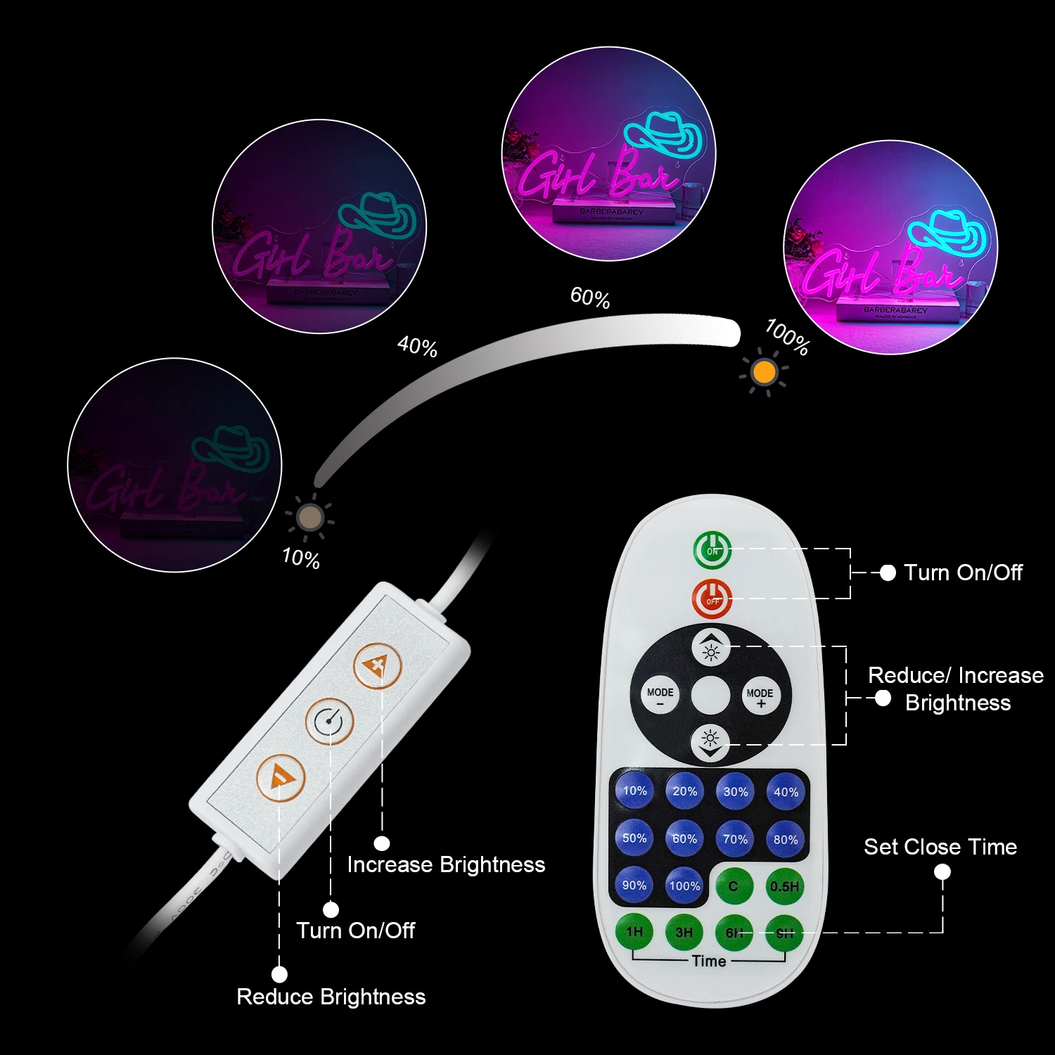 Cowboy Neon Sign Adjustable Brightness Led Sign for Room Wall Decoration For Home Bar Club Hotel Party Decor USB Powered Logo