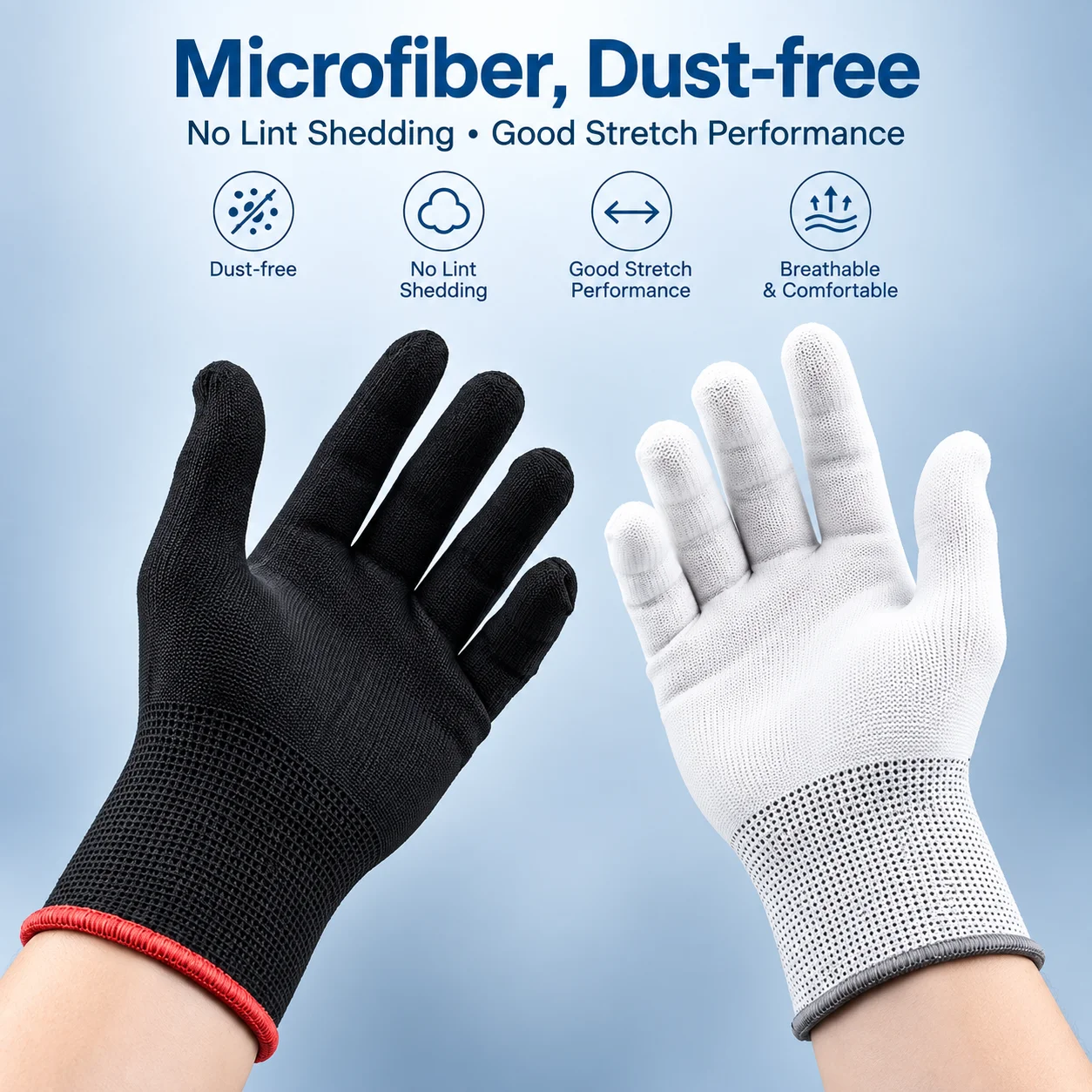 Car Vinyl Wrap Gloves Nylon PU Coated Fingertip Anti-Static Gloves Dust-Free Window Tint Working Gloves Film Install Tools