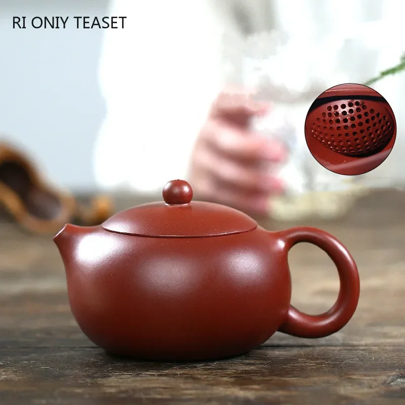 250ml Yixing Handmade Purple Clay Teapots Xishi Tea Pot Ball Hole Filter Kettle Authentic Chinese Zisha Teaware Dahongpao