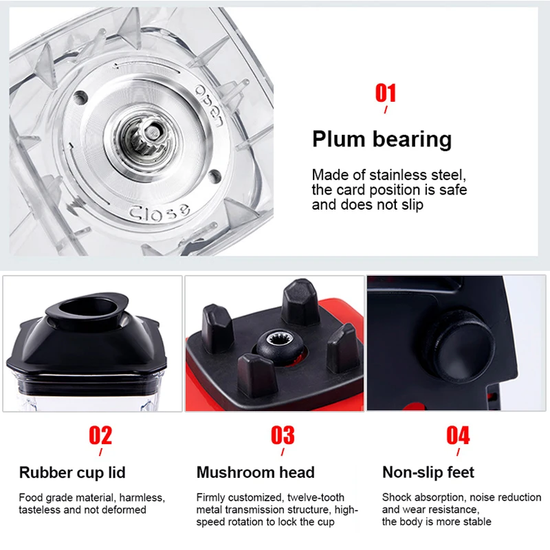 Frullatore stazionario da 2000W miscelatore commerciale per impieghi gravosi frullati di ghiaccio elettrodomestici per cucina robot da cucina professionale ad alta potenza