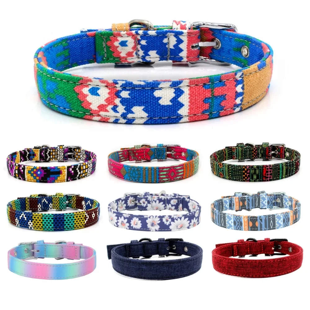 

New Pet Collar Double Layer Colorful Fabric Pet Collar Traction Dog Leash Pet Cat Harness and Leash Set Accessories