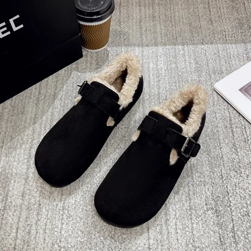 Winter New Fashion Multi-colored Large-size Fur Shoes Women's Outerwear Plush Thickened One-footed Thick-soled Warm Cotton Shoes