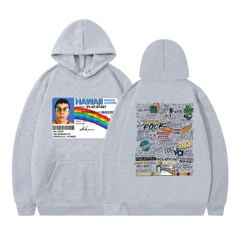 Mclovin-Sudadera con capucha para hombre y mujer, suéter de manga larga con estampado divertido de Superbad Geek, tarjeta de identificación, estilo