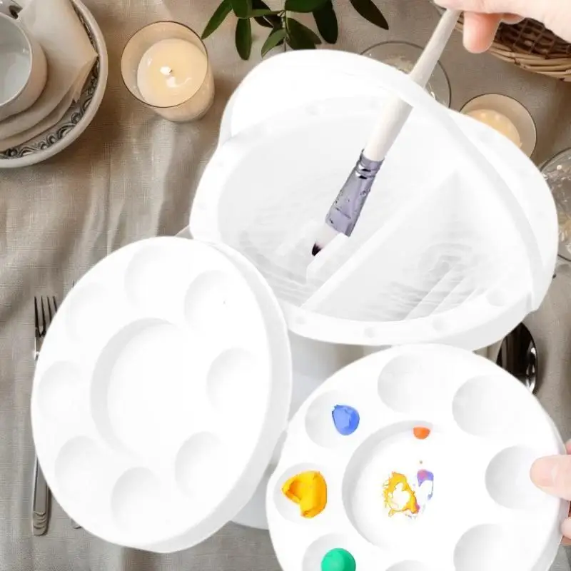 3 في 1 فرشاة غسالة دلو مع غطاء لوحة حامل فرشاة الرسم الفن المائية النفط اللوحة أدوات تنظيف فرش صينية حوض #6