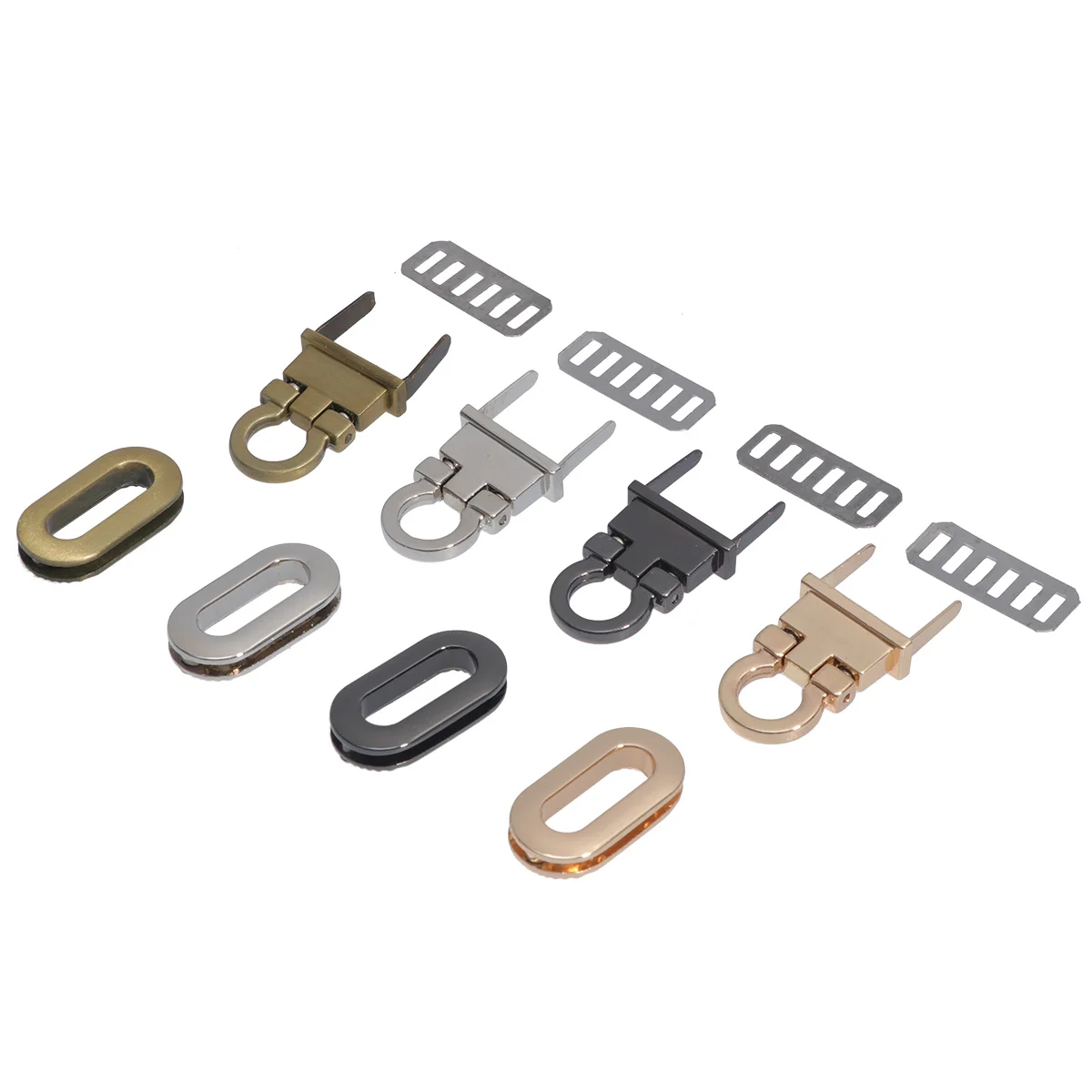 4 serrature pratiche, serrature in metallo, chiusura per borse, accessori per borse (oro chiaro, nero, argento, oro rosa)