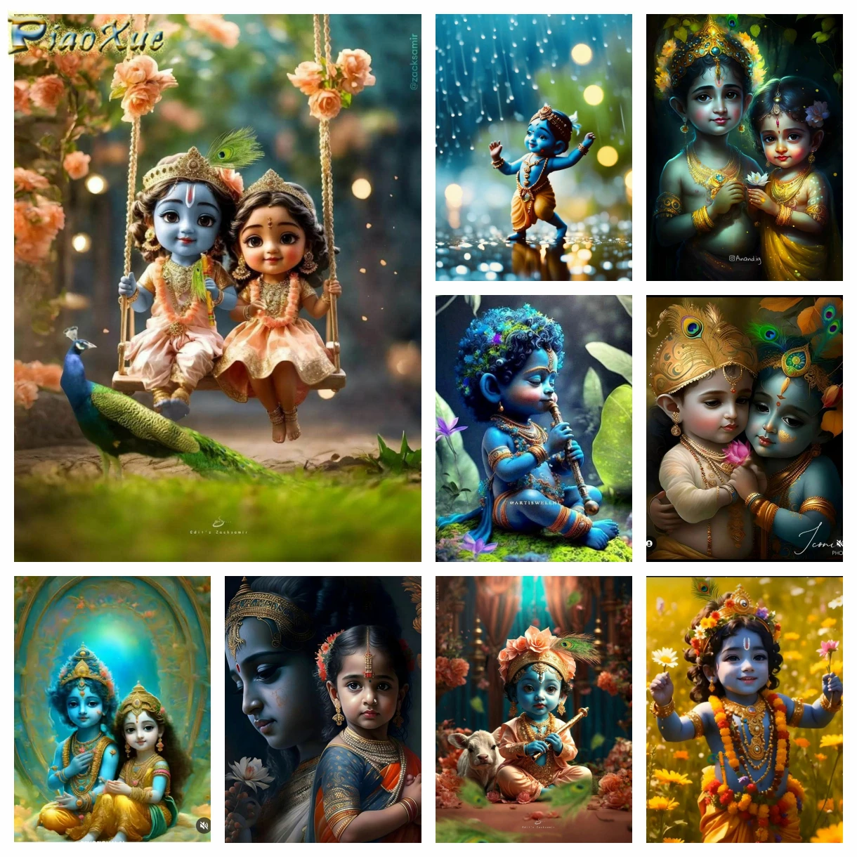 Little Radha Krishna AB Diamond Painting Hindu Art Goddess Parvati Kruistik Cross Stitch Kits Embroidery Mosaic Craft Home Decor