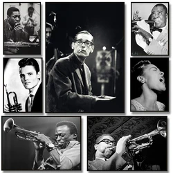 Vintage Jazz Icons Musician Miles Davis,Bill Portrait Music Festival Poster Canvas Painting Wall Art Pictures Home Bar Decor