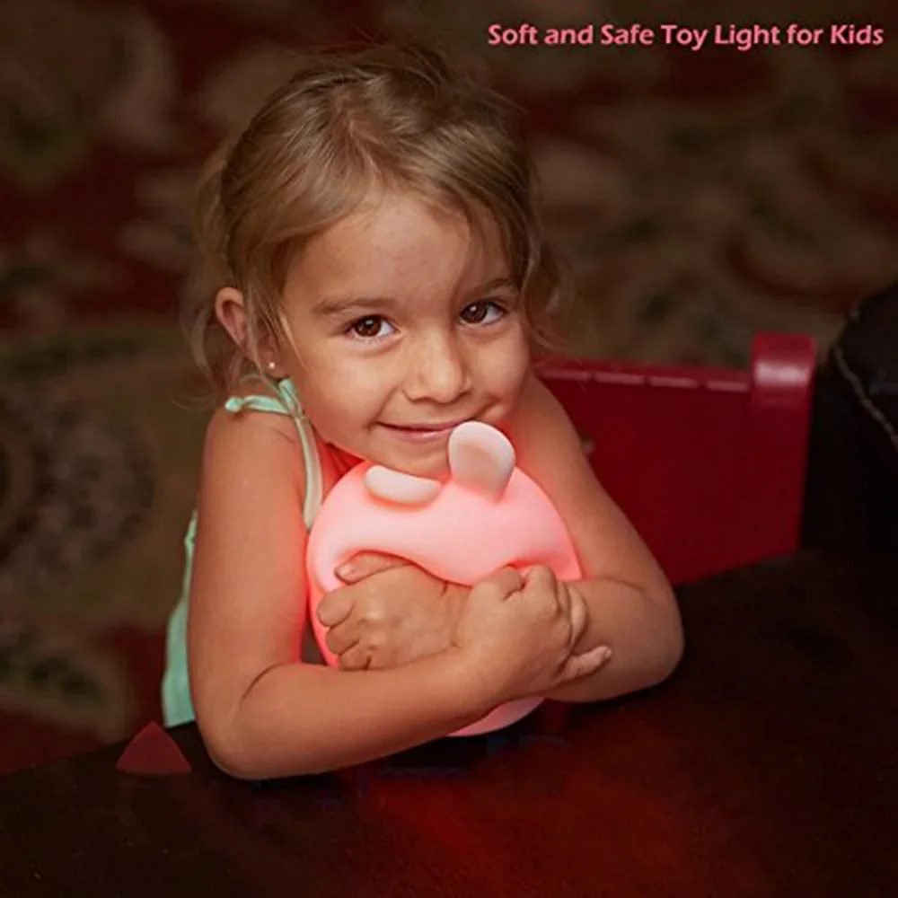 Baby Led Night Light Silicone Rabbit Nursery Lamp 9 Colors Usb Rechargeable Sensor Tap Remote Control Night Lamps For Children