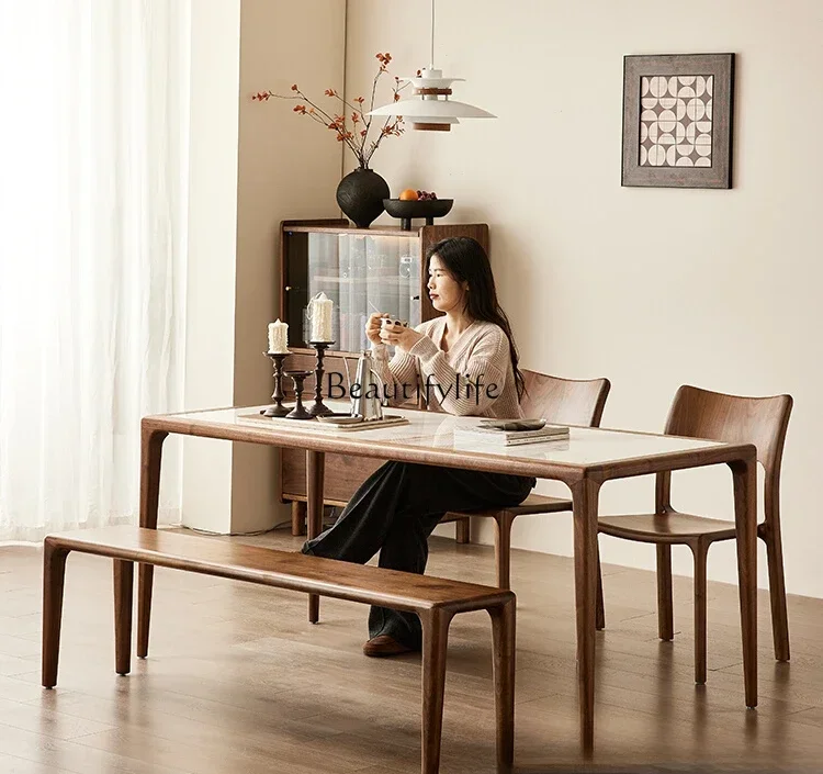 

Solid wood dining table North American black walnut slate Nordic modern