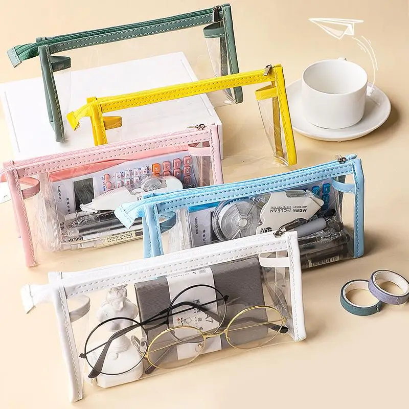 Transparent Pencil Case Large Capacity Lightweight Clear Pen Pouch Exam Friendly for Students School Supplies