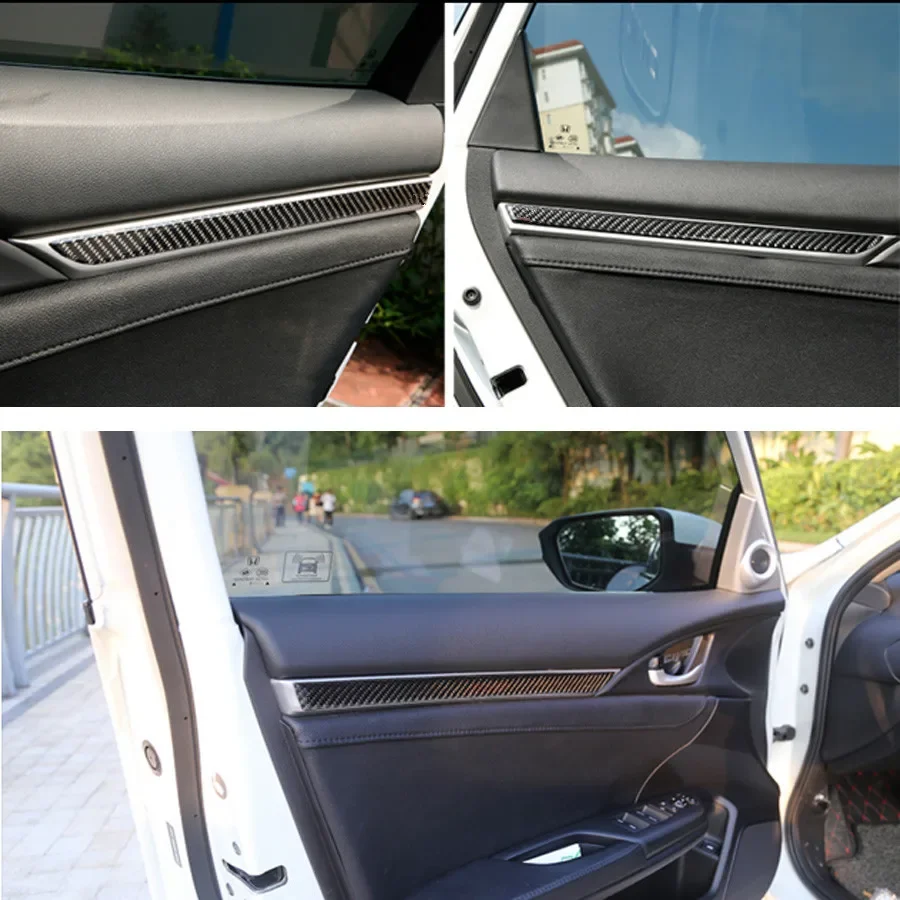 

Carbon Fiber Car Interior Door Panel Cover Sticker Trim Styling For Honda Civic 2016 2017 Auto Accessories