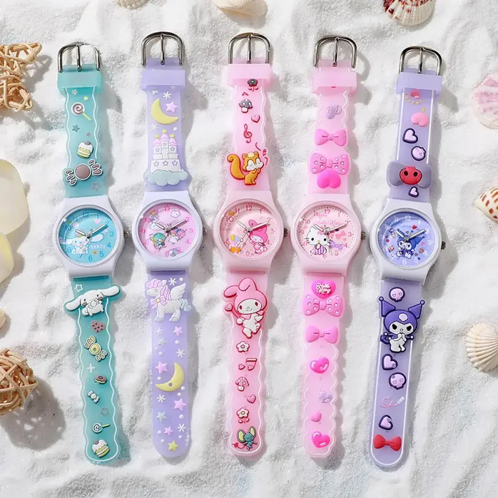 

Cinnamoroll Children Wrist Watch Kuromi Hello Kitty My Melody Kawaii Waterproof Silica Gel Chronograph Watch Student Gift