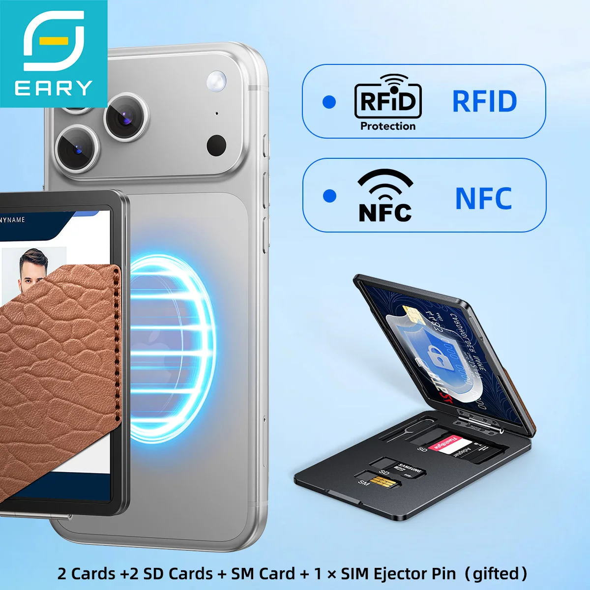 

Eary для iPhone 17 Pro Max Air 16 15 14 13 12 Металлическая подставка для телефона Портативный магнитный держатель для карт Крепление для настольного компьютера Складная Регулируемая