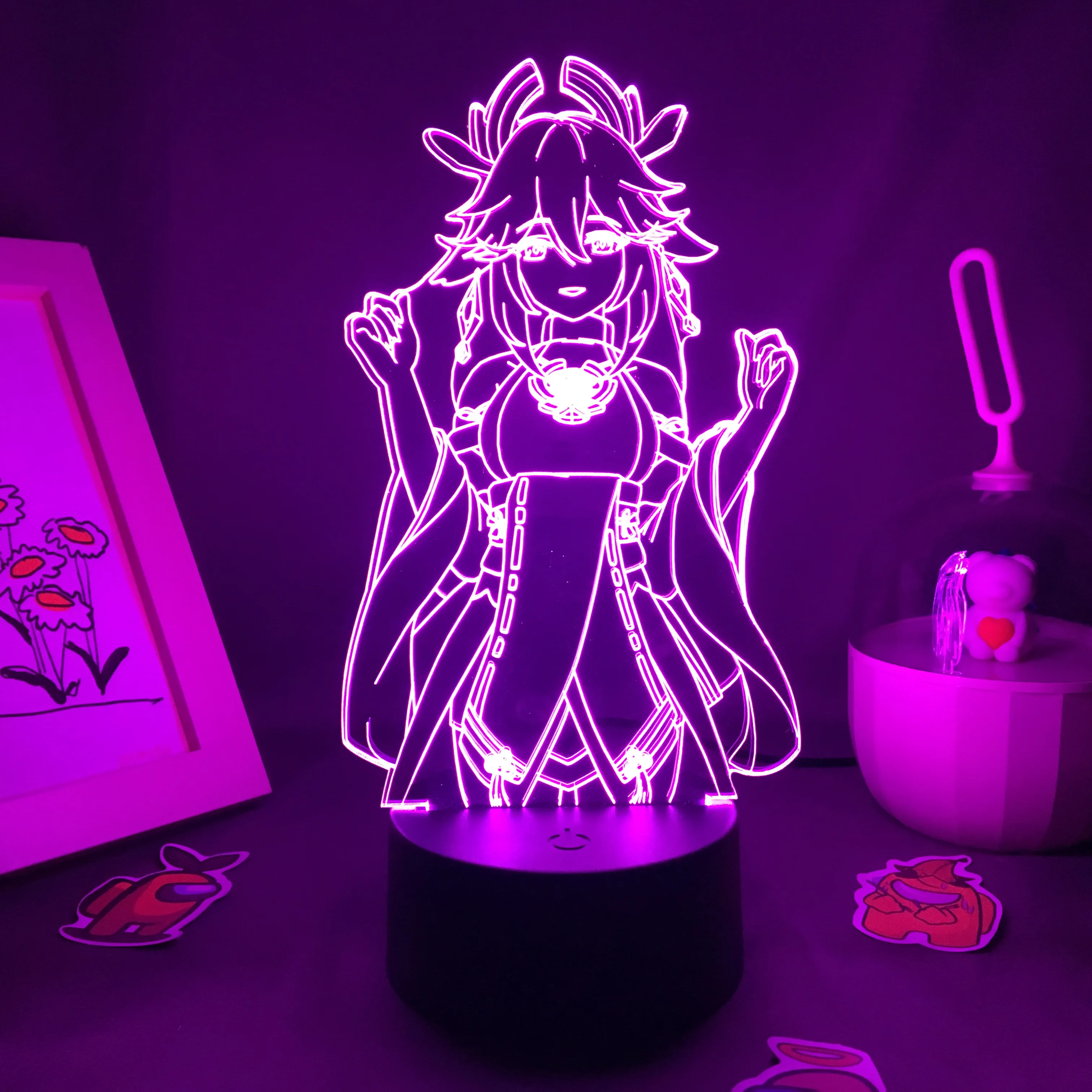 Game Genshin Impact Yae Miko Figure Stand 3d Led Lamp For Kids Bedroom Decor Birthday Gift Acrylic Table 7/16color night light