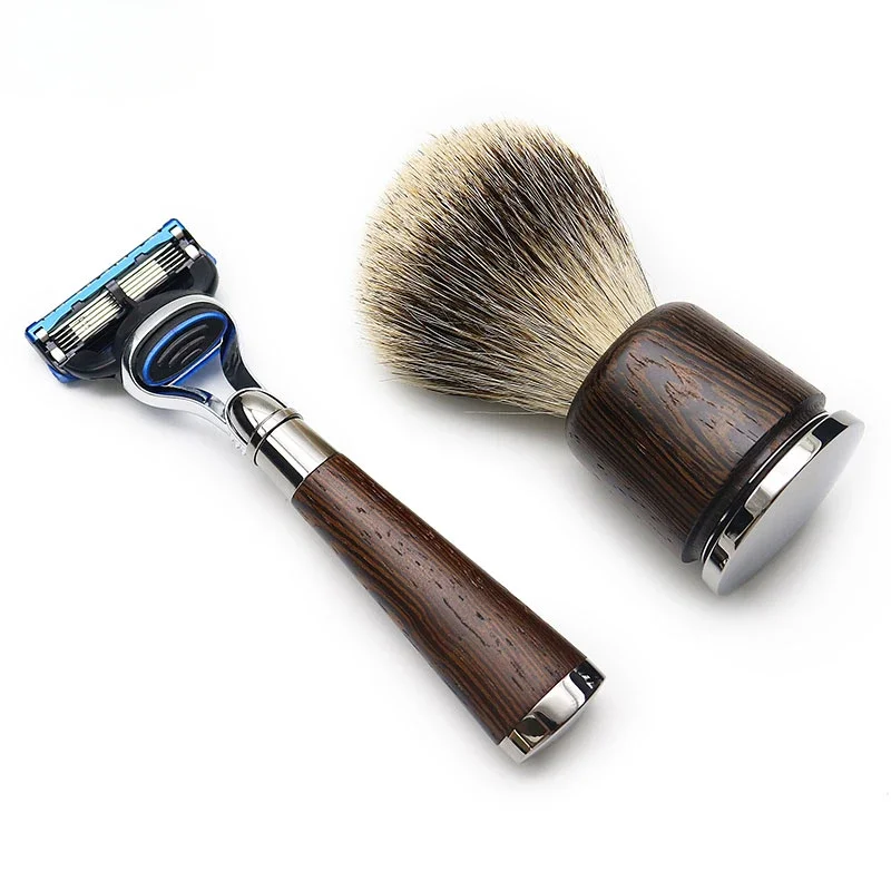 1PC Luxury Gift Shaving Set Wood Handle Shave Brush Blade Razor Beard Care Kit