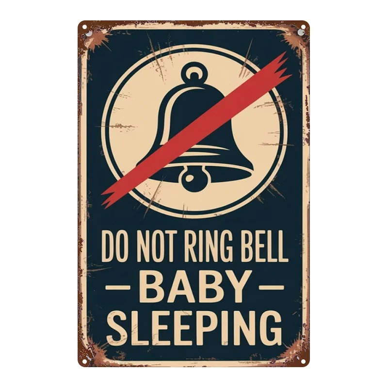 Metal Sign No Doorbell Ringing Baby Sleeping 8x12 Inch Vintage Home Decor