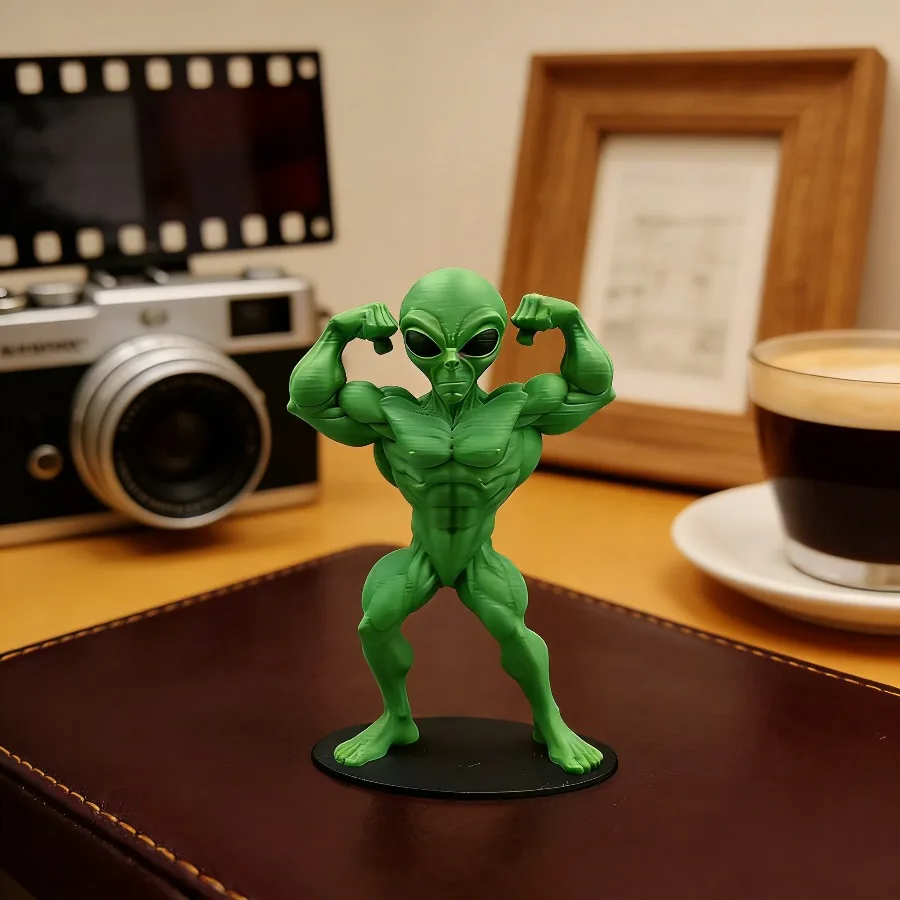 1/2-teiliges Set Grüner Muskel-Alien-Figuren, 3D-Gedruckte Lustige Bodybuilding-Muskel-Frosch Desktop-Spielzeugfiguren, Alien-Puppen, Hardcore Muskel-Alien-Figuren – Detail 1