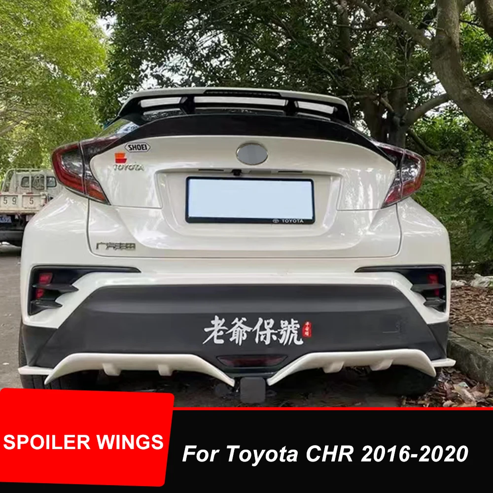 

For Toyota CHR 2016 17 18 19 20 Car Rear Trunk Lid Middle Spoiler Wing FRP Carbon Fiber Glossy Black Styling Accessories Parts