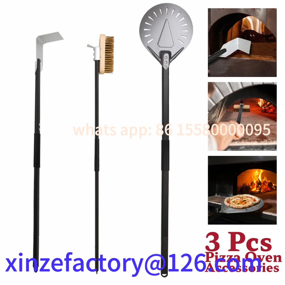 

Customizable 9 Inch Turning Oven Brush&Ash Rake 3 Piece Set Wood Fired Commercial Pizza