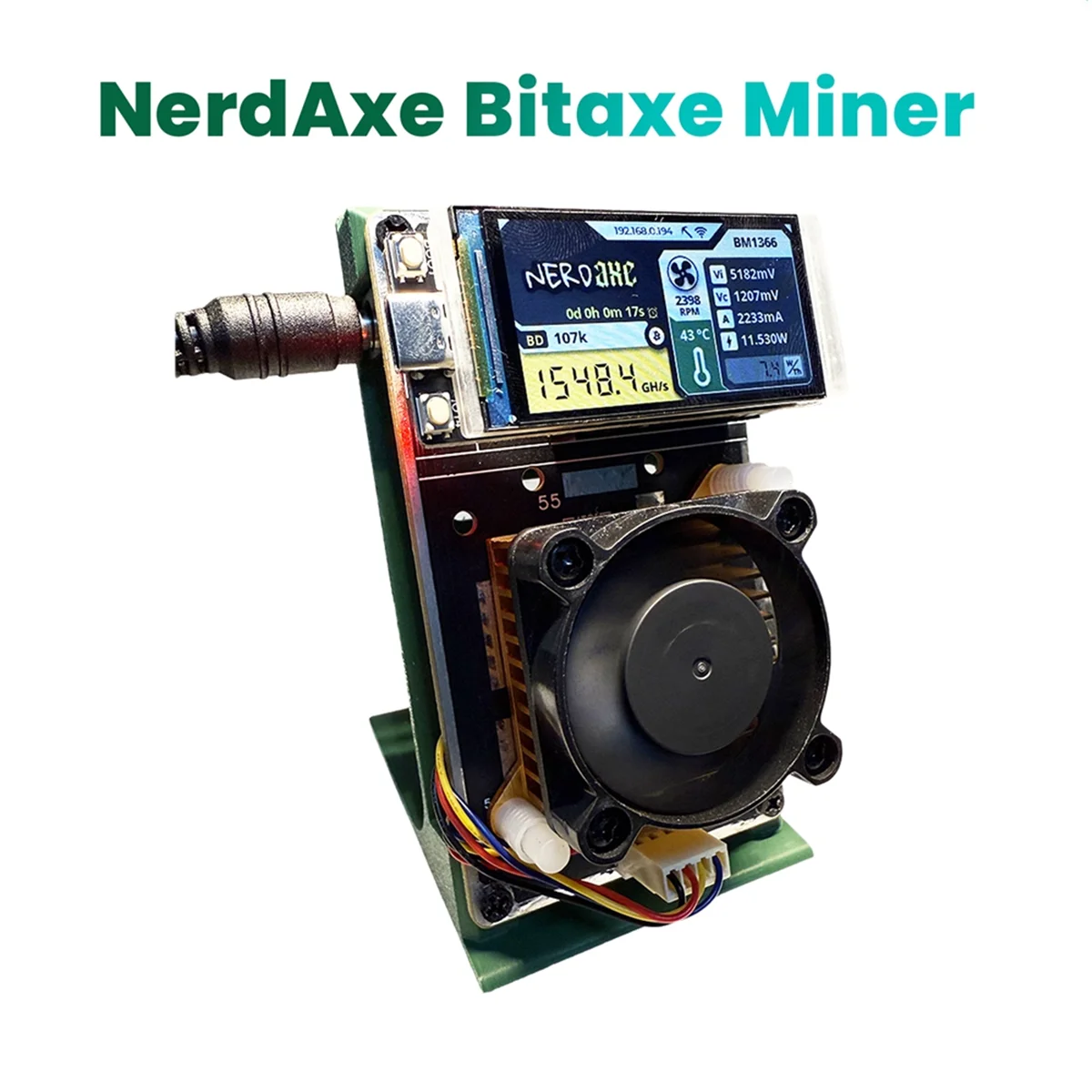 N33R_NerdAxe NerdMiner Bitaxe BM1366 ASIC Chip Vertical Miner UK PLUG
