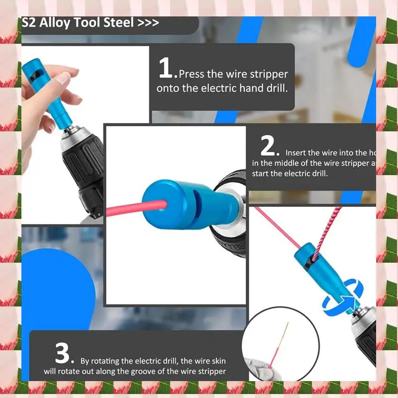 

Wire Stripper Kit Aluminum Alloy Cable Twisting Stripping Tool Set Power Drill Wire Stripper Cutter (2.5-4 Square Universal)