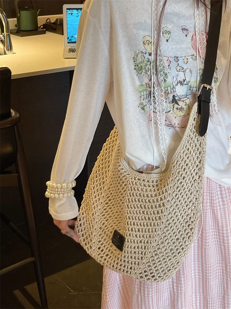 ゆったりとした草編みバッグ-大容量-シングルショルダー-トートバッグ-2025年新作-itelle-カジュアル-ショッピングバッグ-男女兼用