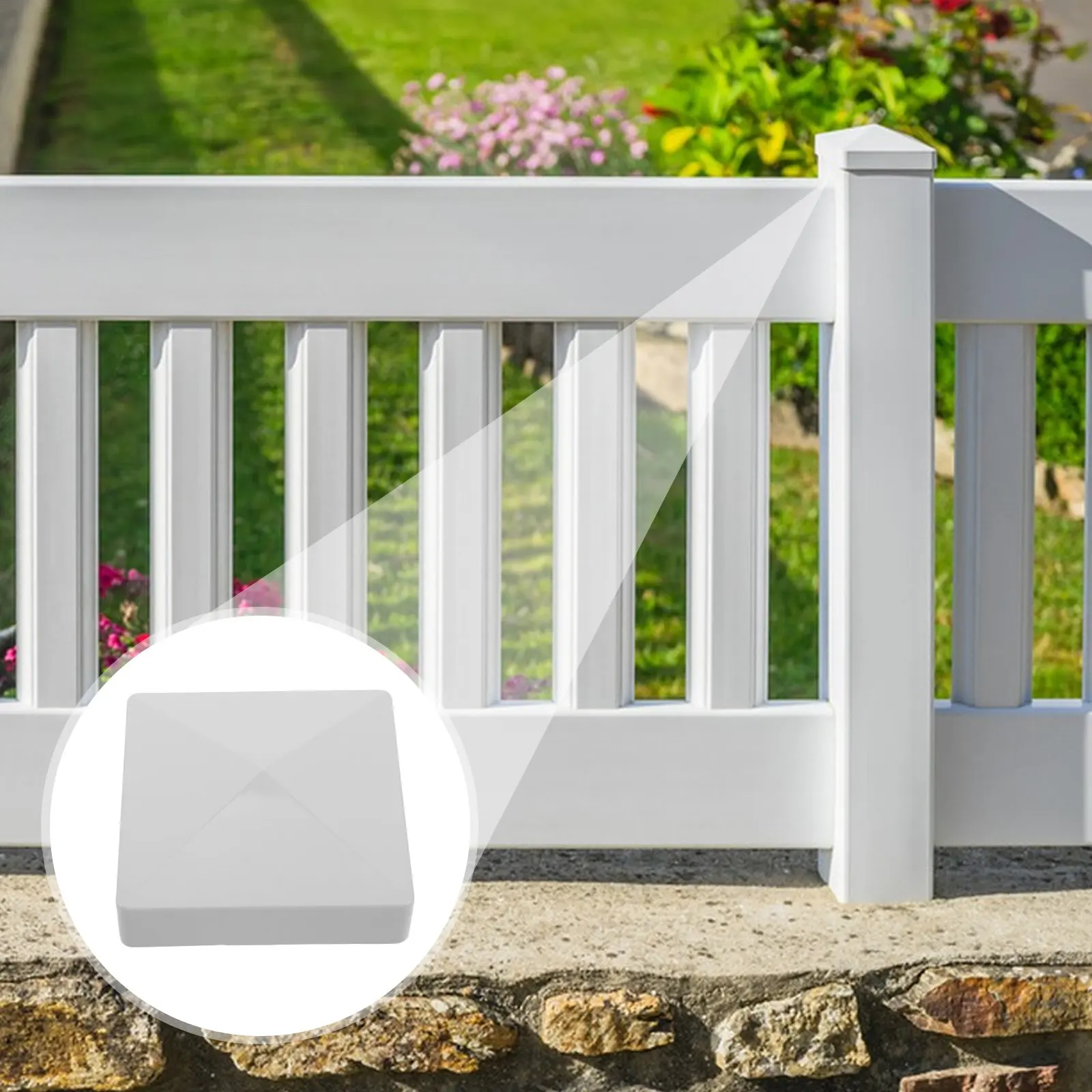 

6 шт. Декоративные ПВХ-колпаки для столбов забора в форме пирамиды, 4,13x4,13 дюйма, для террас, почтовых ящиков, причалов, наружного применения