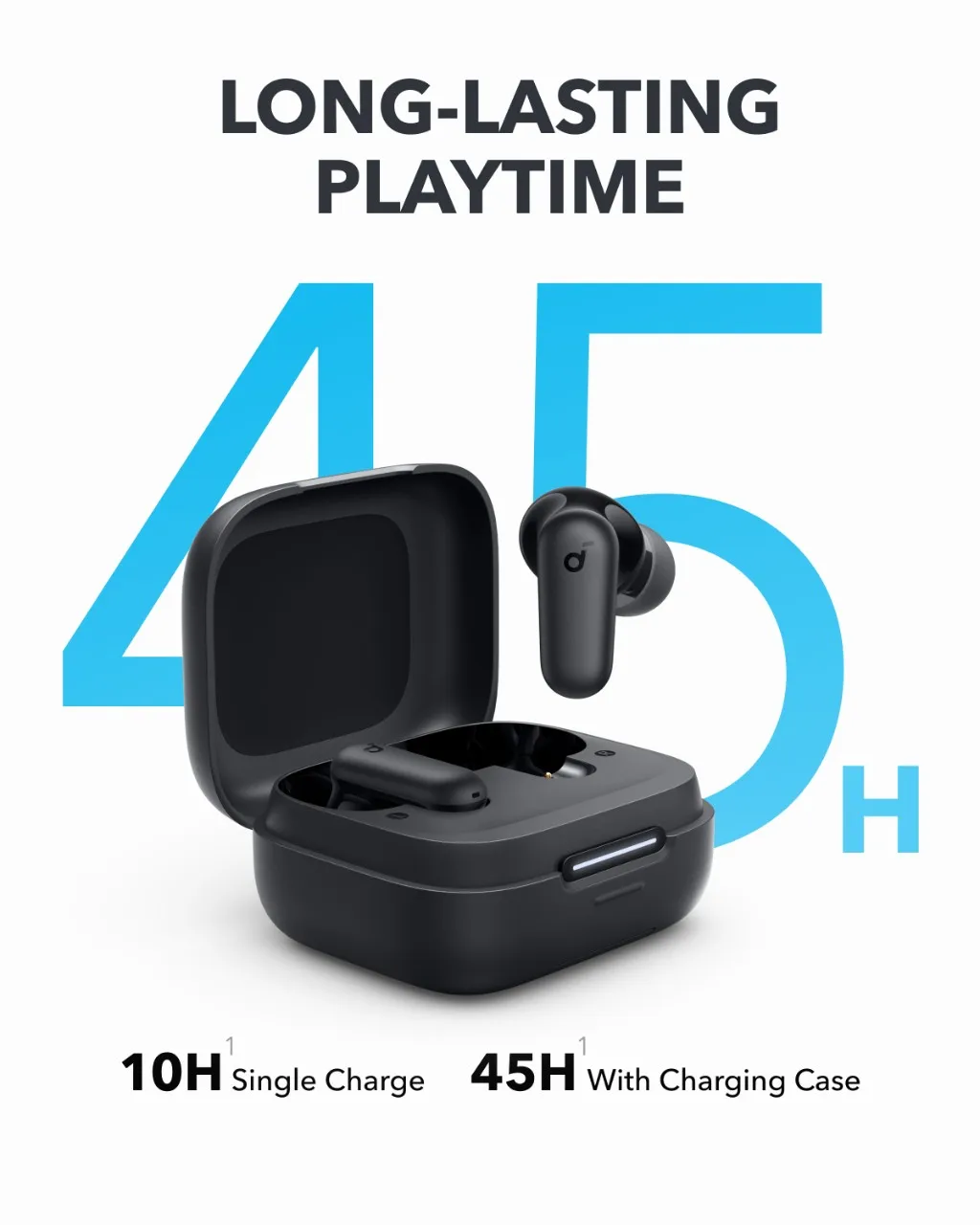 سماعات أذن Soundcore P30i NC من Anker بخاصية إلغاء الضوضاء، إلغاء الضوضاء الذكي، جهير قوي، وقت تشغيل 45 ساعة