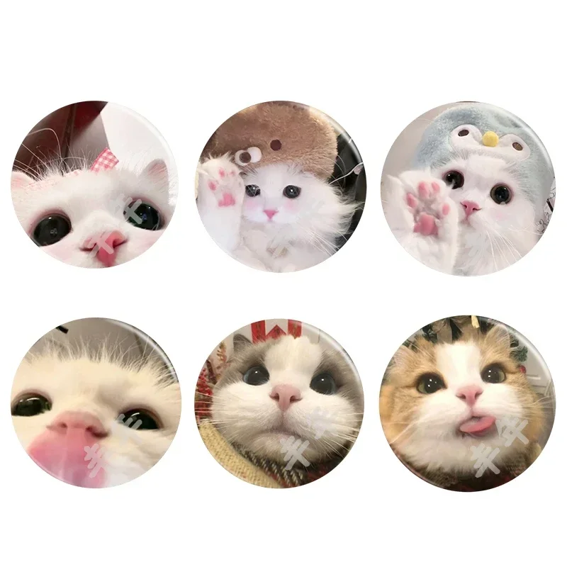 

50mm Tinplate Soft Button Pins Dual Color Changing Enamel Pin Cute Cat Gacha Iron Badge Brooch Anime Pins Bulk