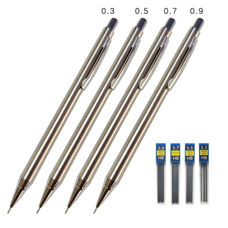 0.3/0.5/0.7/0.9/1.3/2.0mm Mechanical Pencil Office School Writing Art Painting Tools Metal Automatic Pencils Creative Stationery