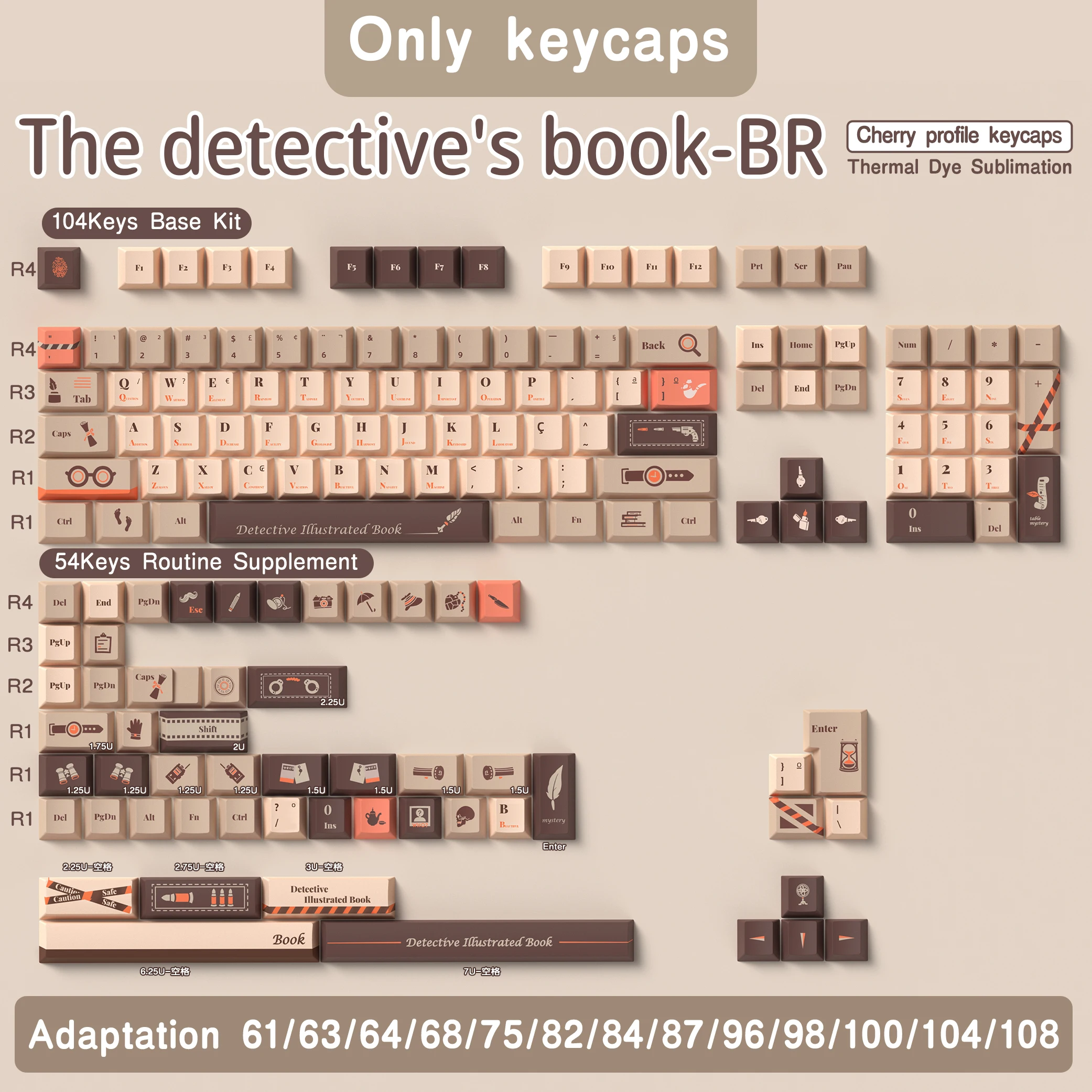 Duits/Spaans/Frans/Russisch/Abnt 2/Uk/Koreaanse Keycaps Cherry Profile Pbt Keycaps Dye-Sub Voor Mechanische Keyboard Detective Iso