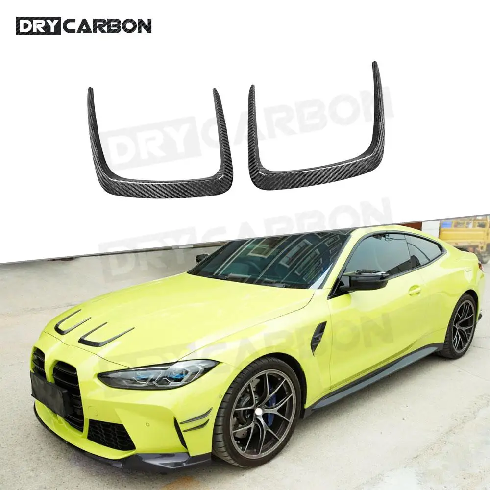 

DRY CARBON Накладка вентиляционной рамы капота для BMW G80 G82 G83 M3 M4 2021+ Разветвитель воздухозаборника капота двигателя из углеродного волокна